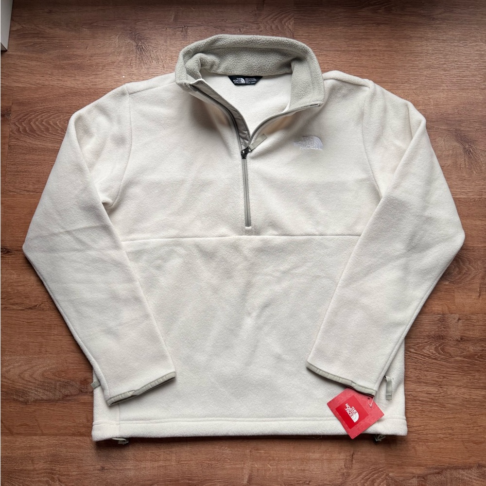 The North Face Cream and Light Gray Quarter-Zip Fleece